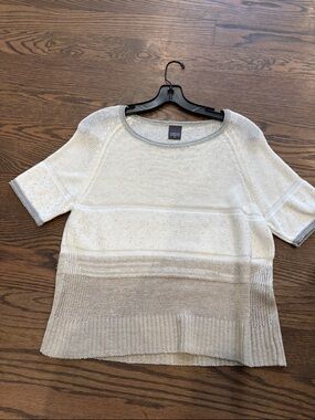 Lorena Antoniazzi Cream and Beige Ombre Knit Short-Sleeve Top